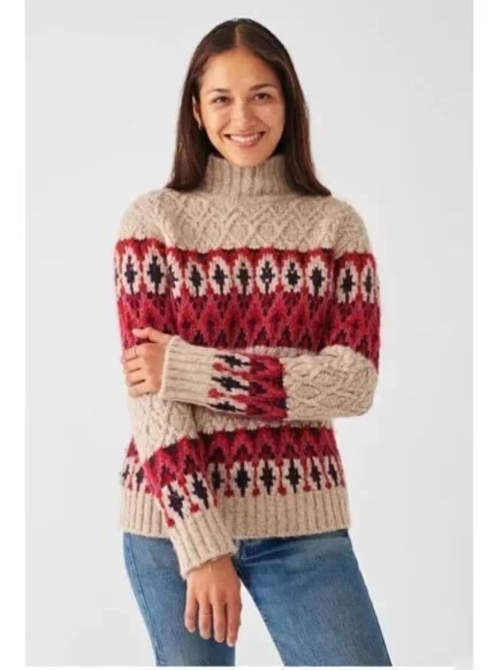 Faherty Fair Isle Alpaca Turtleneck Size XS